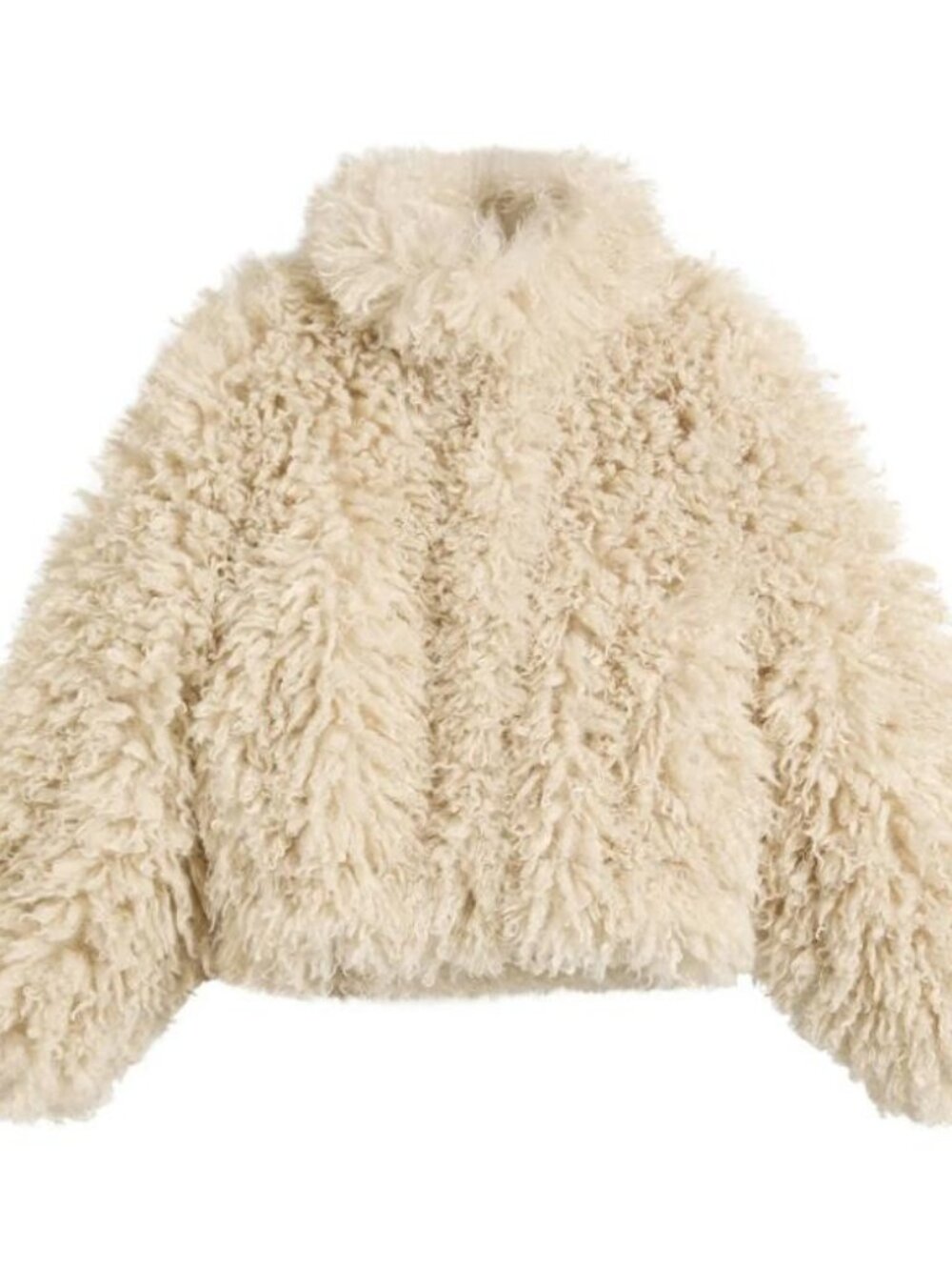 Samsoe Samsoe Samedda Curly Faux Fur Bomber Jacket Pumice Stone L